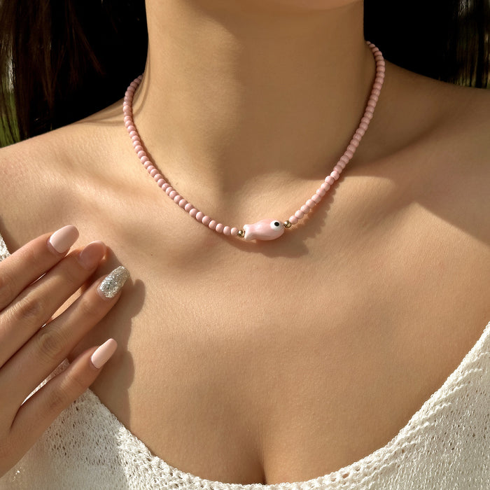Wholesale Boho Beach Shell Pendant Necklaces Polymer Clay Beaded Choker