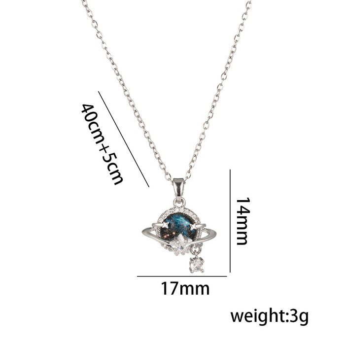 Wholesale Titanium Steel Elegant Full Diamond Necklace for Women JDC-NE-OBK011