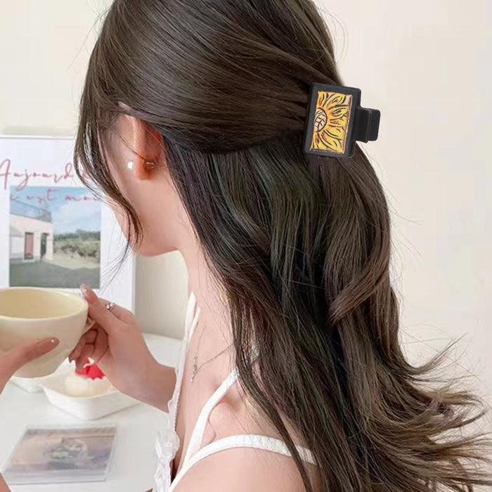 Wholesale West Wind Sunflower Cactus Leather Shark Clip Grab Clip Women Hairpin