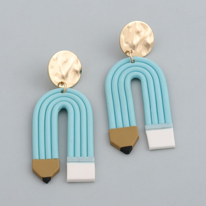 Wholesale Cross-border e-commerce colored pencil soft pottery curved striped earrings