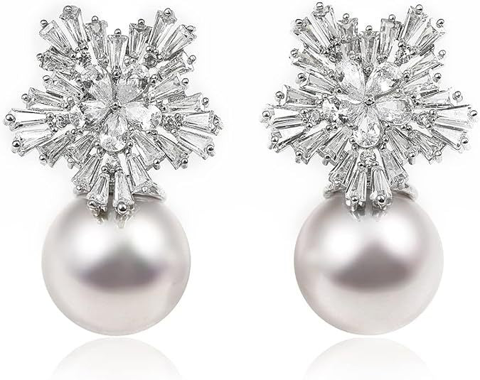 Wholesale Fashionable temperament, design sense, snowflake pearl earrings, pure silver needles, trendy earrings, earrings