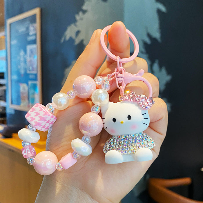 Wholesale Cartoon beaded keychain mobile phone chain