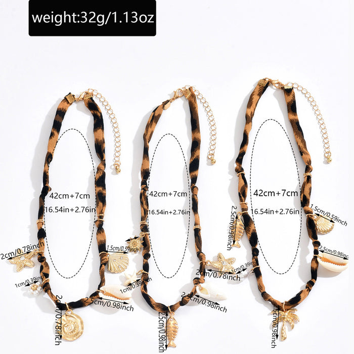 Wholesale Leopard Print Starfish Shell Choker Choker Stylish Necklace for Women