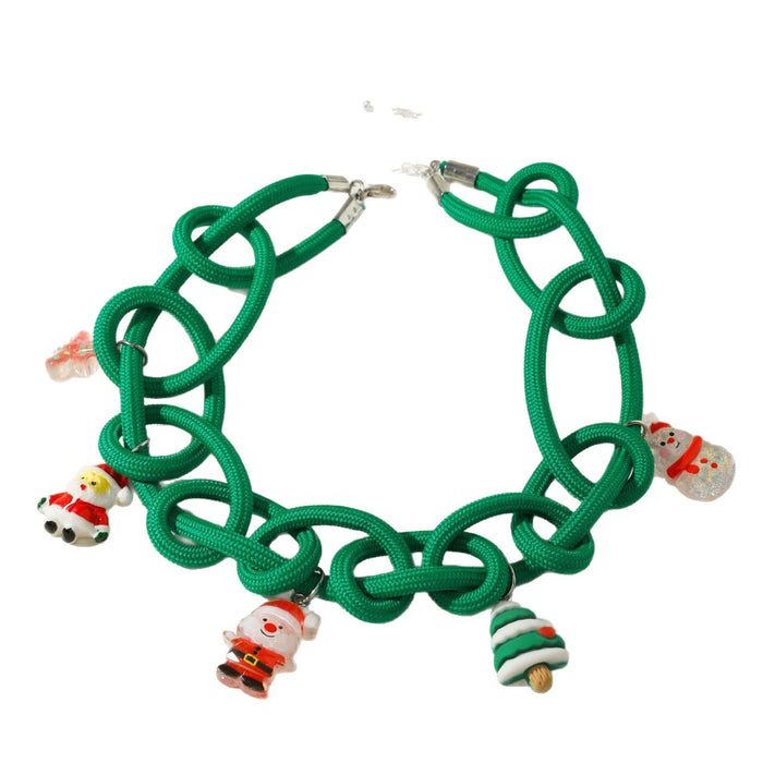 Wholesale Christmas Exaggerated Pendant Necklace Snowman Tree Resin Polyester Jewelry MOQ≥2