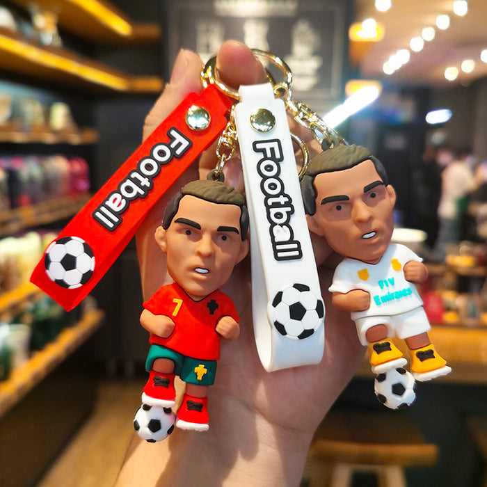 Wholesale Football keychain pvc car key ring