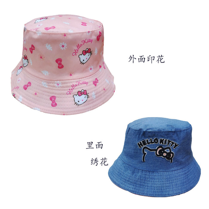 Wholesale Double sided embroidered fisherman hat, fashionable cartoon printed basin hat, sun visor hat