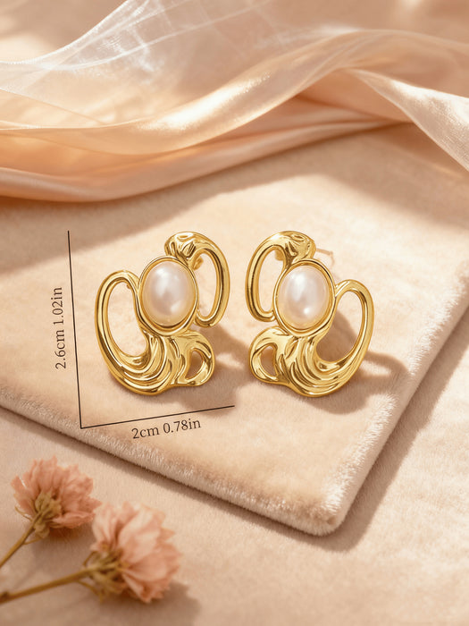 Wholesale Stainless Steel Geometric Oval Golden Earrings for Women