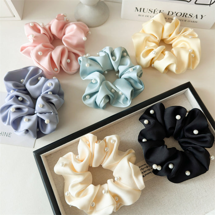 Wholesale hair accessories solid color fabric pearl hair ring headdress