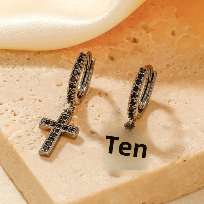 Wholesale Cross inlaid zirconia earrings, classic ear buckles, zirconia earrings, temperament earrings