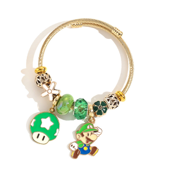 Wholesale Stainless steel bead bracelet cartoon cute alloy pendant bracelet
