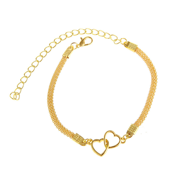 Wholesale Double Heart Anklet Beach Vacation Style Fashion Accessory