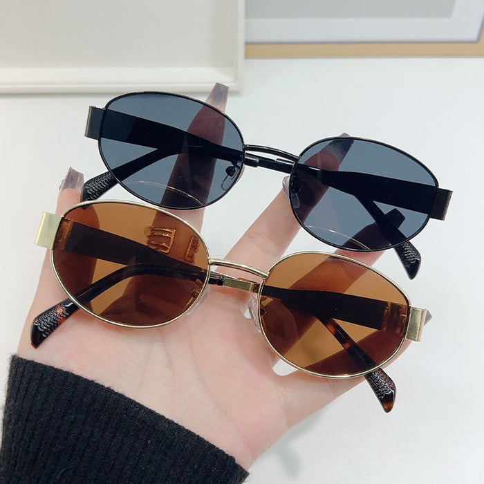 Wholesale  Metal Oval Frame Sunglasses Sun Protection Sunglasses for Men and Women