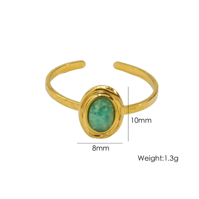 Wholesale Stainless Steel Fashion Versatile Faceted Gemstone Open Ring Women's High-end Non-fading Ring