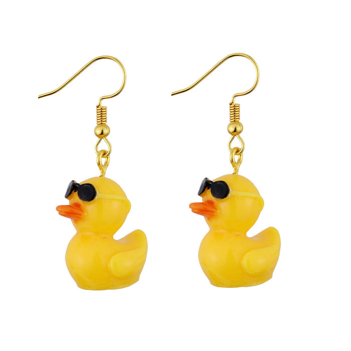 Wholesale Cartoon Three-dimensional Little Yellow Duck Earrings JDC-ES-niqing035