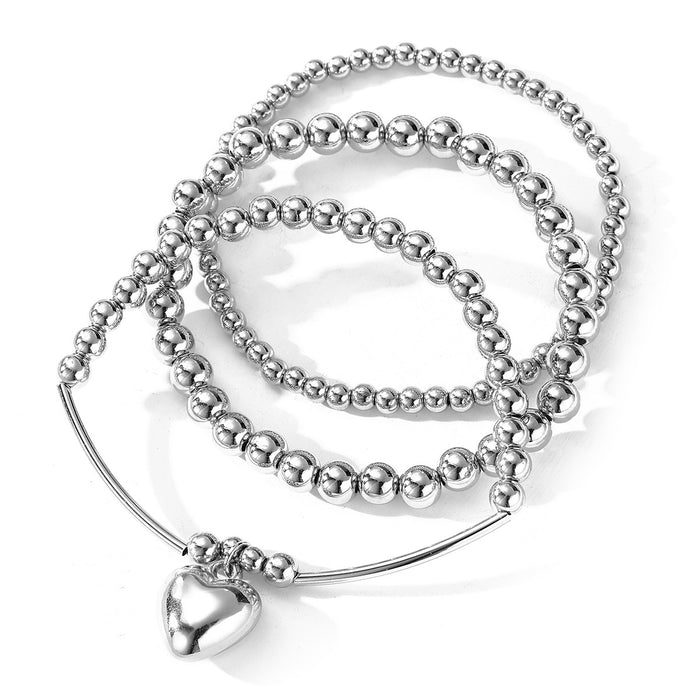 Wholesale Round Bead Love Alloy Bracelet 3-piece Set JDC-BT-HanShi001