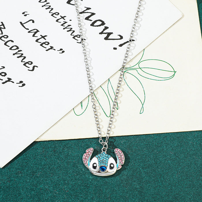Wholesale Cartoon Rhinestone Oil Drip Necklace Pendant