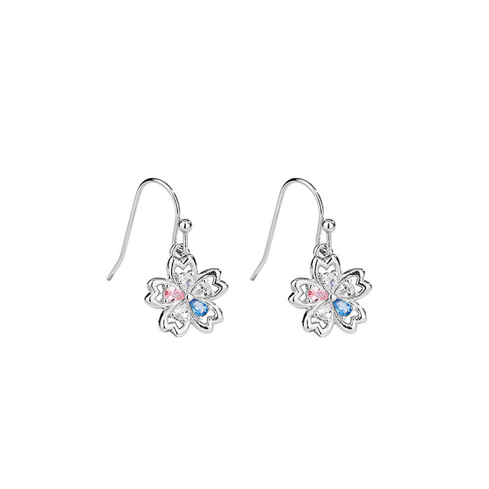 Wholesale Yixuan's new light luxury high-end temperament, fashionable flower earrings, colorful zircon earrings