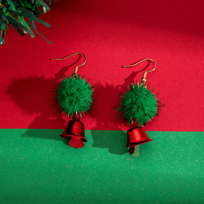 Wholesale Alloy Christmas Earrings Red Green Bow Pom-Pom Party Jewelry Accessory Gift MOQ≥2