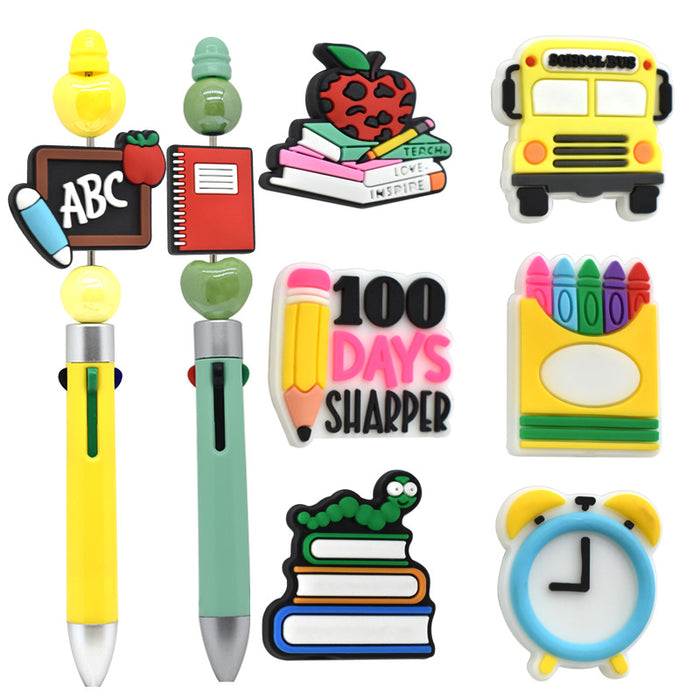 Wholesale School Season Beaded English Letter Series pvc Soft Rubber Beads Ballpoint Pen Beaded Bracelet Mobile Phone Chain