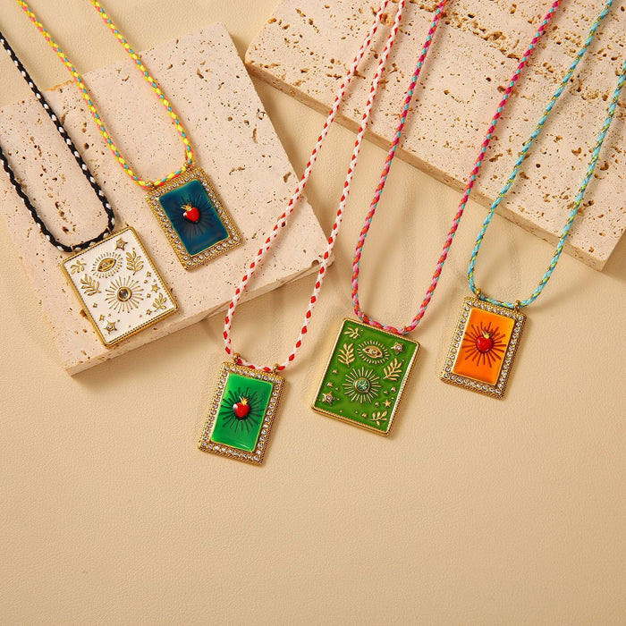 Wholesale Wholesale of Artistic Stainless Steel Colorful Dripping Oil Dafang Brand Cotton Rope Necklace