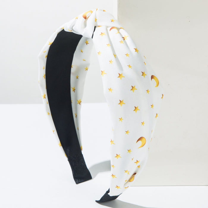 Wholesale Fabric knotted star and moon print headband