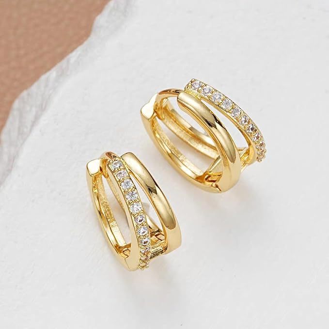 Wholesale New Light Luxury Micro Set Diamond Earrings Rose Gold Ring Earrings Set Two Piece Earrings