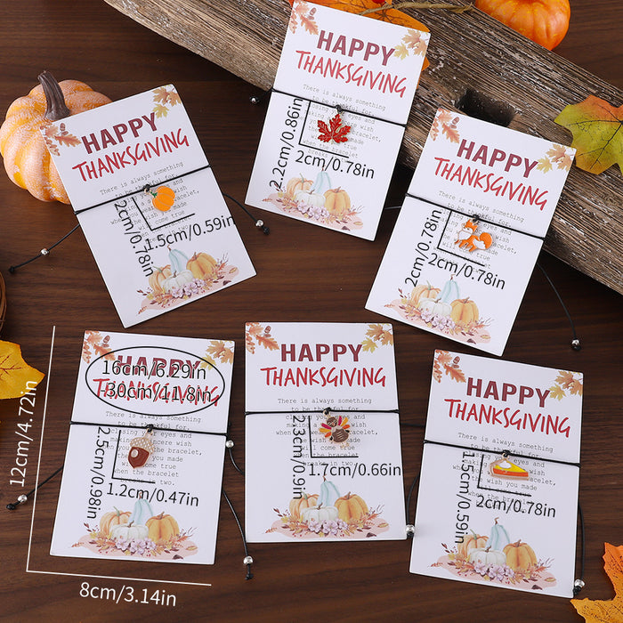 Wholesale Thanksgiving Personalized Creative Maple Leaf Turkey Pine Cone Bracelet Simple Color Card Jewelry