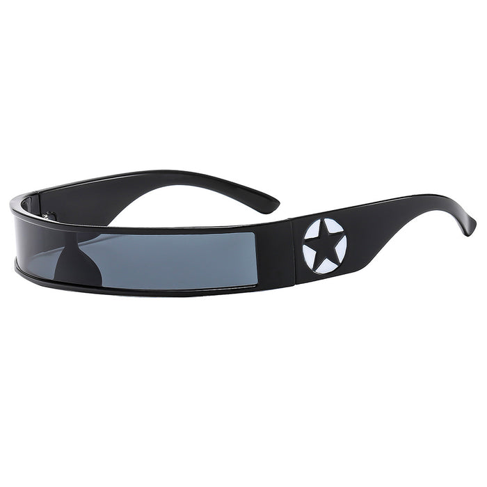Wholesale Cyberpunk five-pointed star technology riding one-piece  future sense niche  hot girl sunglasses