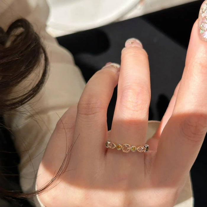 Wholesale Exquisite antique zircon ring with adjustable opening for versatile personality