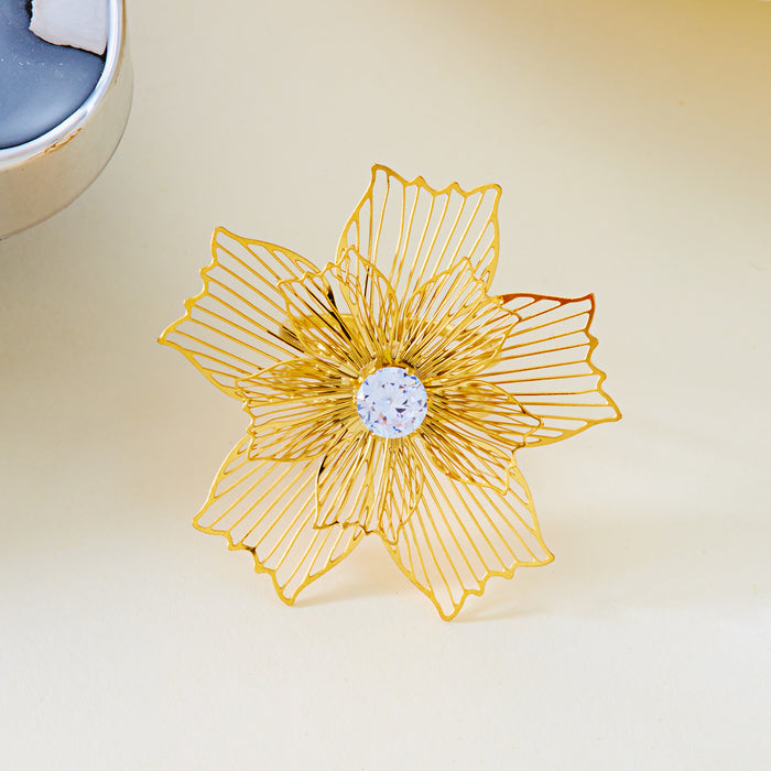 Wholesale Flower Retro Antique Stainless Steel Hollow Ring Personality New Ring