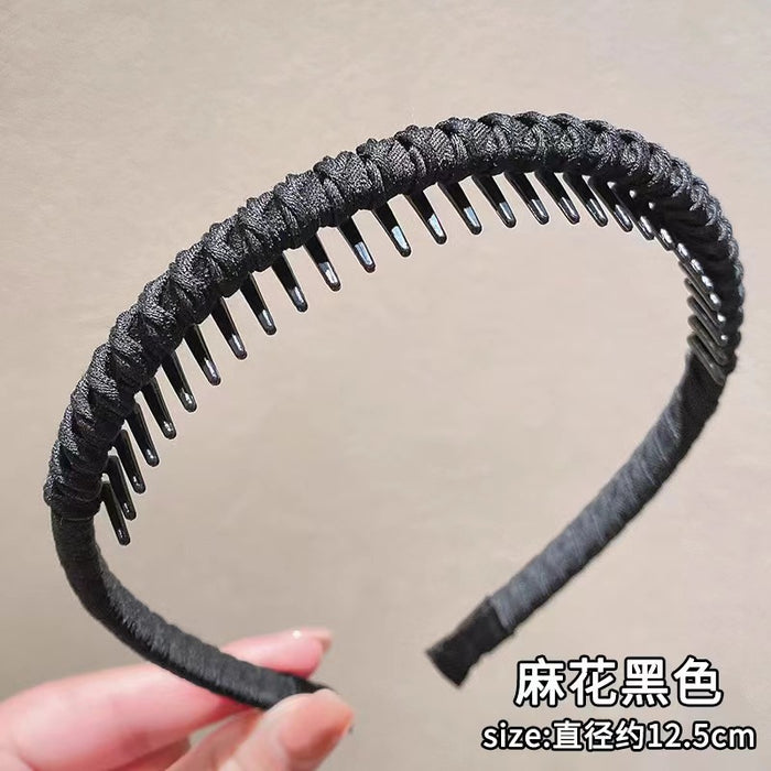 Wholesale Toothed anti slip face washing headband seamless braided hairband for controlling stray hairs