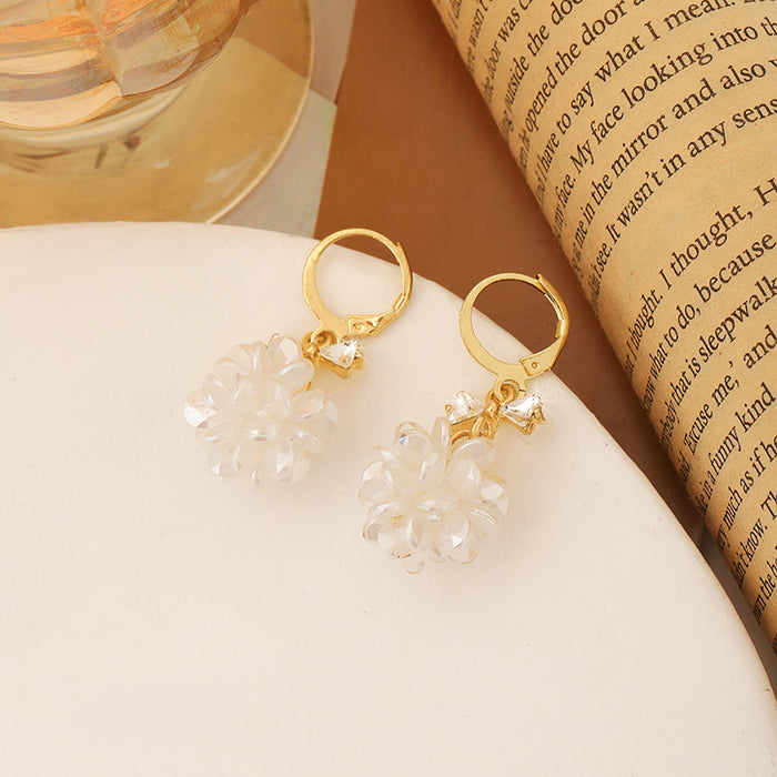 Wholesale s925 silver needle  Fairy earrings women's elegant flower Pearl petal ball earrings