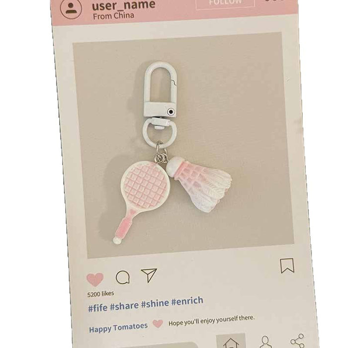 Wholesale Simulation badminton keychain cute pendant student couple gift creative key ring gift bag pendant