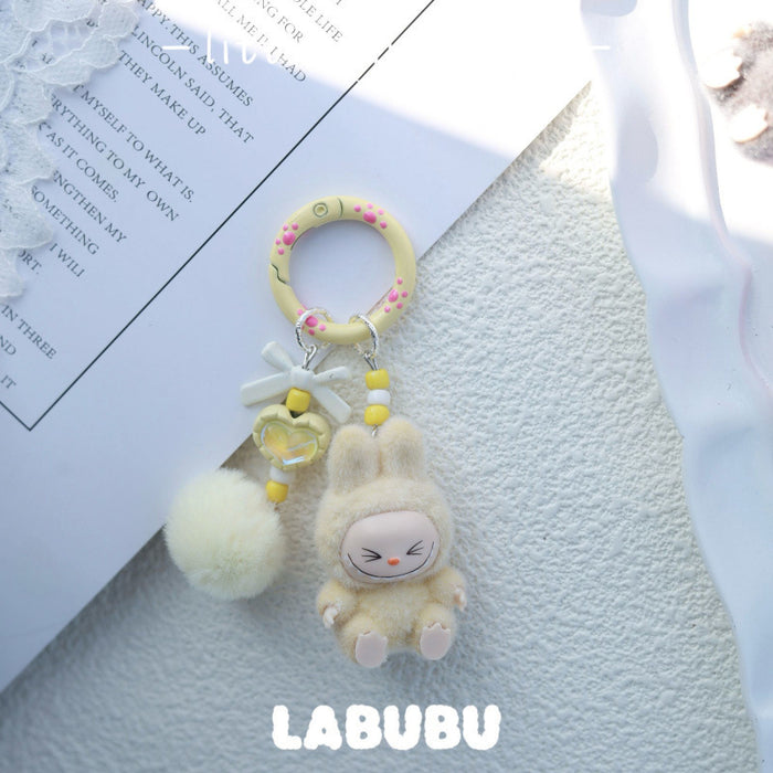 Wholesale Flocked mini keychain,  vinyl,  cute grain,  strolling bag,  mobile phone pendant,  cute ornament