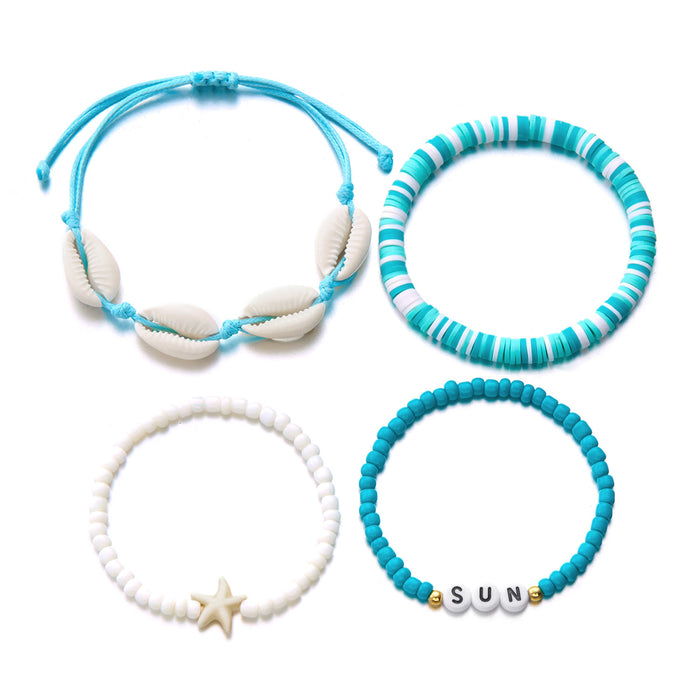 Wholesale Boho Beach Shell Charm Bracelet Set Handmade Resin Beaded