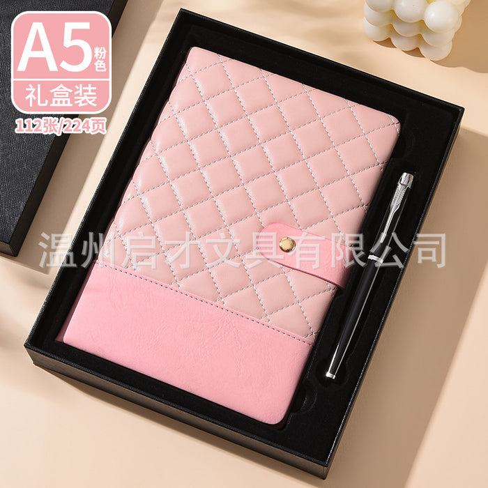 Wholesale Notebook Pu Spliced Rhombus Hand Ledger Creative High-Value Business Notepad