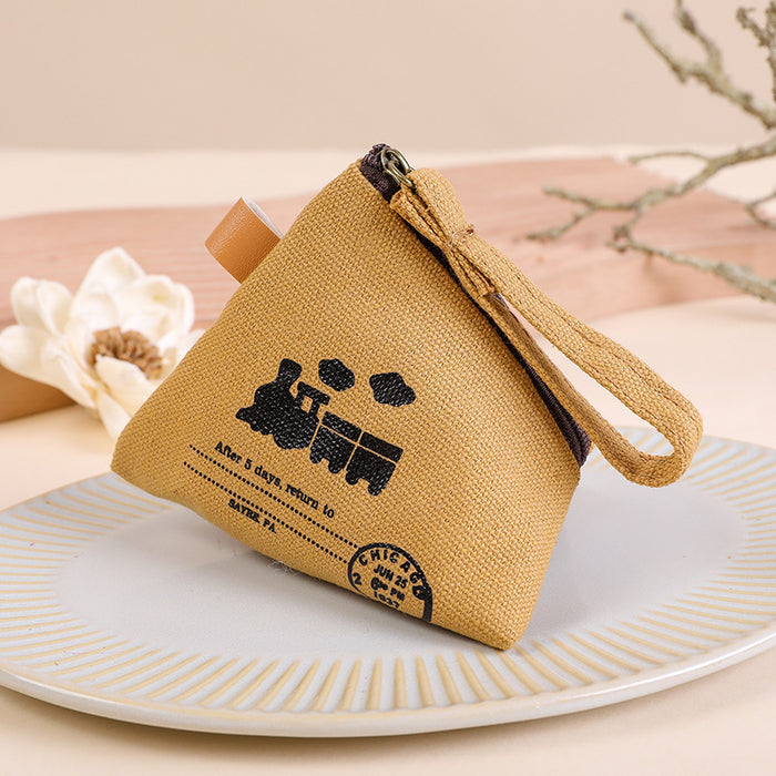 Wholesale Retro coin purse, simple and fashionable canvas cartoon key, cute card bag