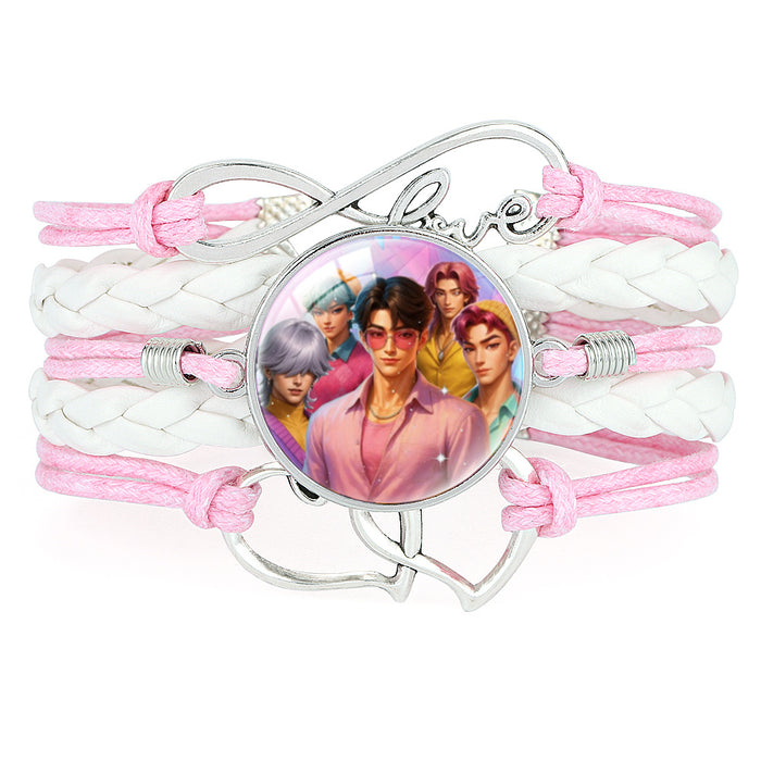 Wholesale KPOP Multi-layered Color-blocked Anime Character Crystal Bracelet