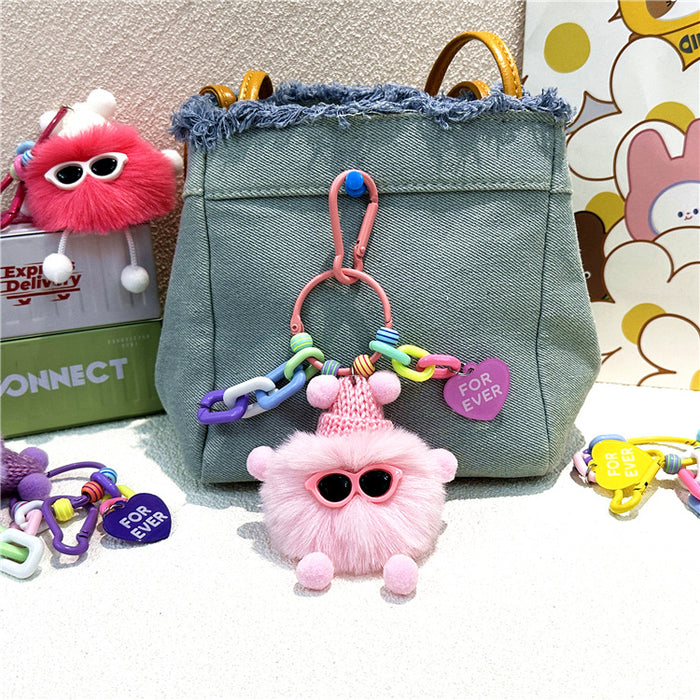 Wholesale Cartoon Plush Briquette Keychain Colorfulful Cute Doll Student School Bag Pendant Key Chain Pendant Small Gift