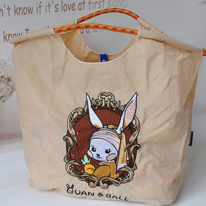 Wholesale Cartoon Embroidered Bag Embroidered Canvas Bag Large Capacity Shopping Bag Shoulder Bag