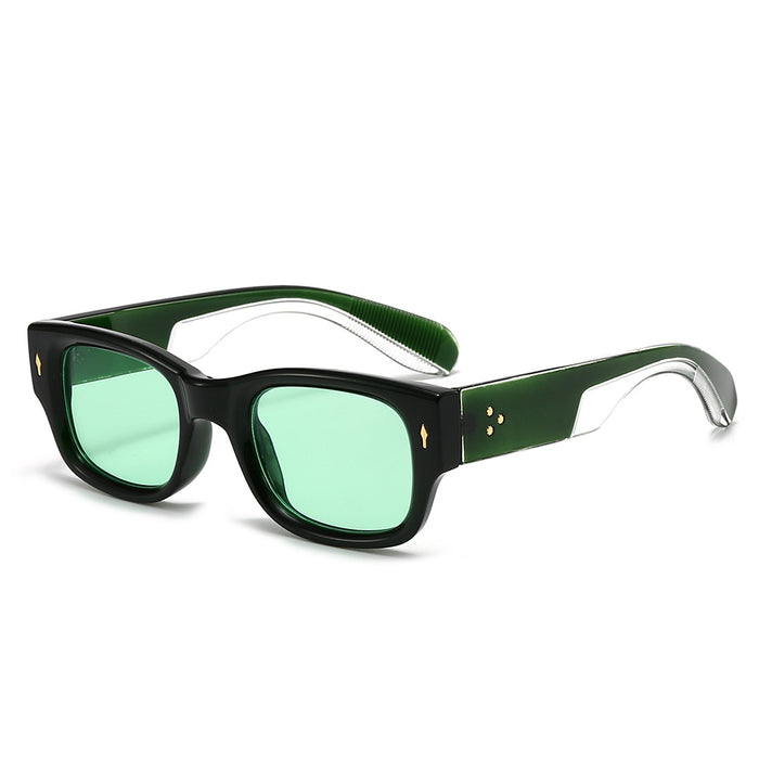 Wholesale Minimalist sunglasses with narrow frame, wide legs, personalized rice nail decoration, fashionable sunglasses