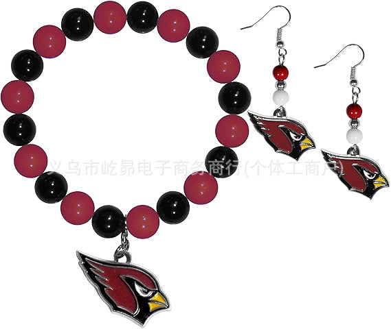 Wholesale Football Colored Candy Acrylic Bead Bracelet Earring Set