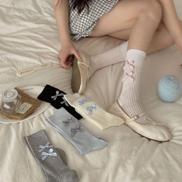 Wholesale Bow tie socks, long tube pile socks