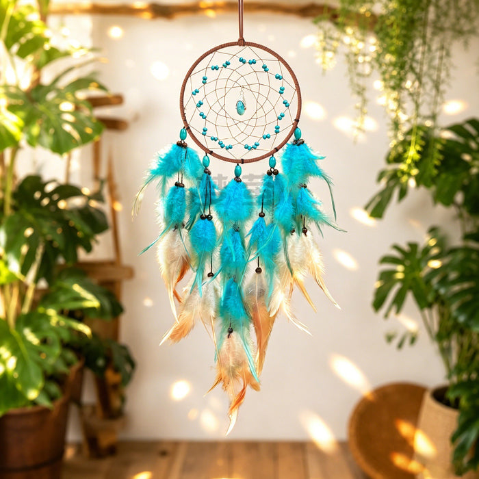 Wholesale Feather Dream Catcher Turquoise Black Wall Hanging Decorative MOQ≥2