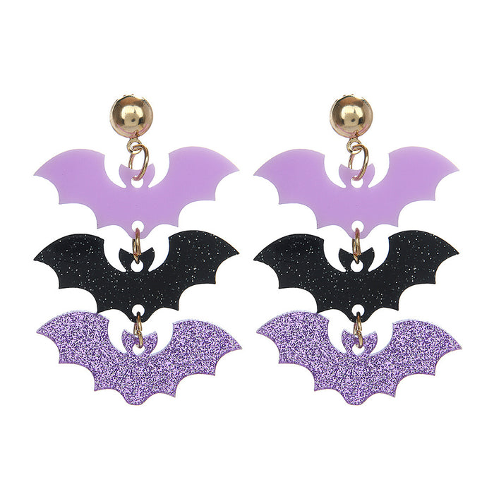 Wholesale Acrylic Earrings Purple and Black Three Bats Acrylic Earrings Earrings Earrings for Women
