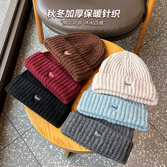 Wholesale Heart-embroidered knitted wool hat