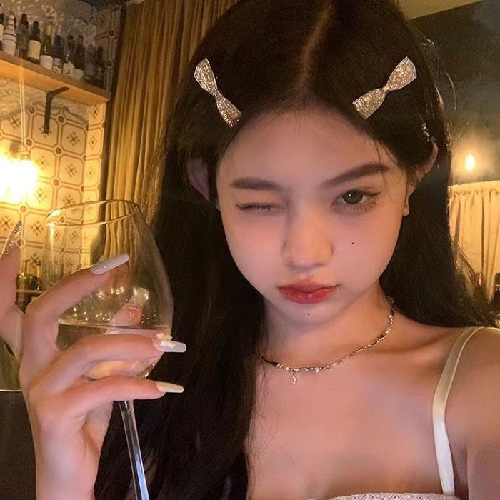 Wholesale Shining Stars Bow Rhinestone Side Clip High-end Sense Bangs Clip Hair Accessories New Style