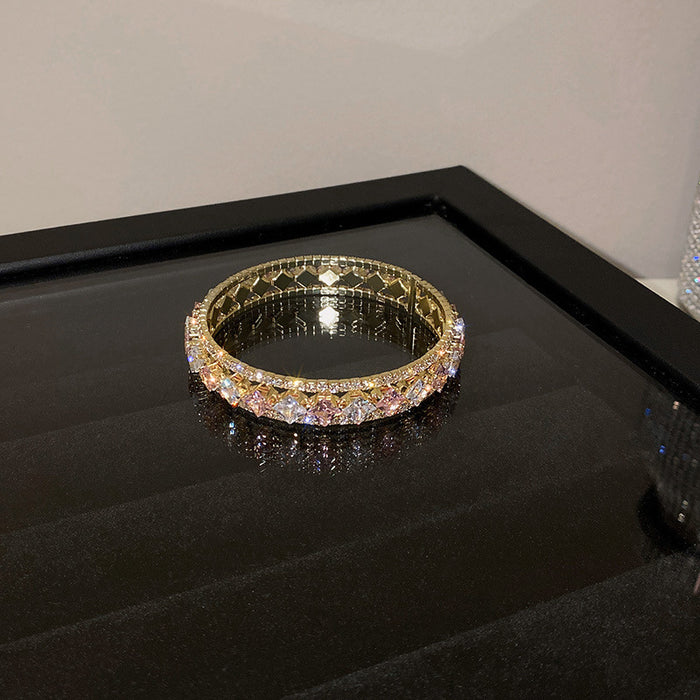 Wholesale Pink Zircon Geometric Round Pull-out Bracelet