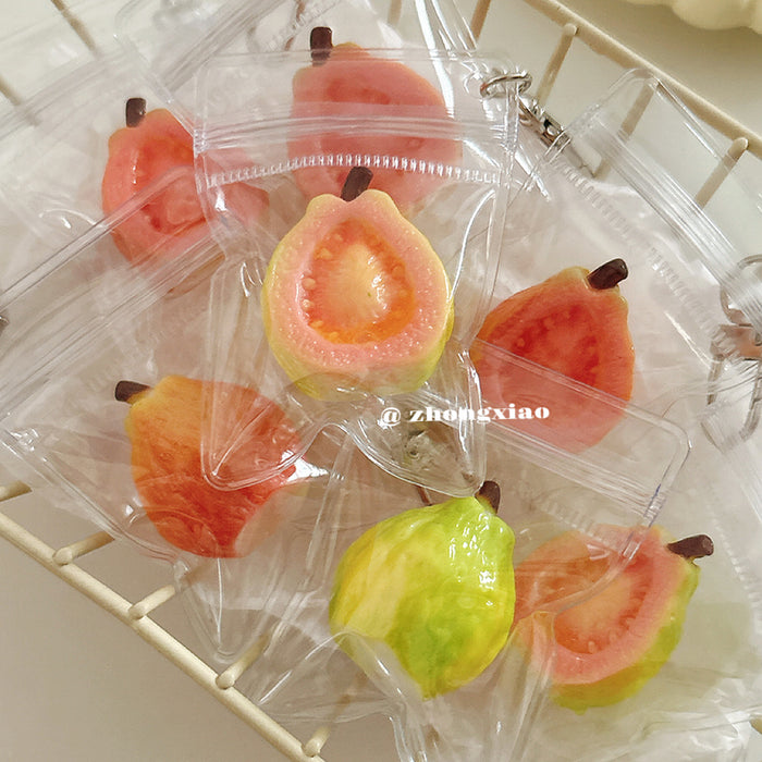 Wholesale Simulated Guava Fruit Keychain Bag Charm Decorative Accessory Gift
