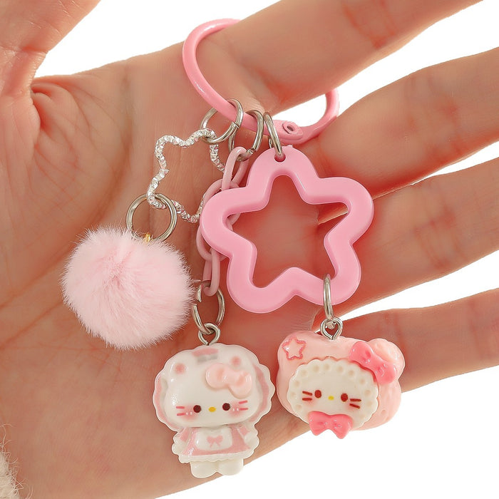 Wholesale Cute Cartoon Cat Keychain Charm Korean Style Bag Pendant Fashion Accessory For Girls Boutique Resale Gift